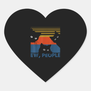 Ew People Retro Cat Funny Vintage Introvert Heart Sticker