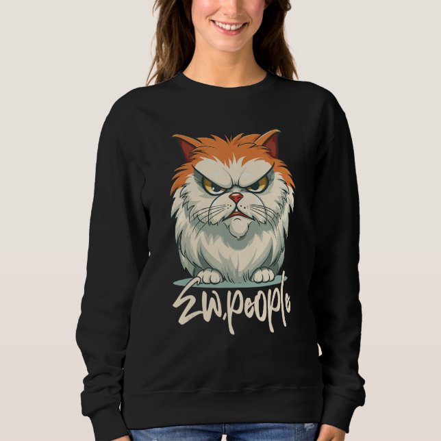 Ew People Retro Cat  Vintage  Cat Sweatshirt (Front)