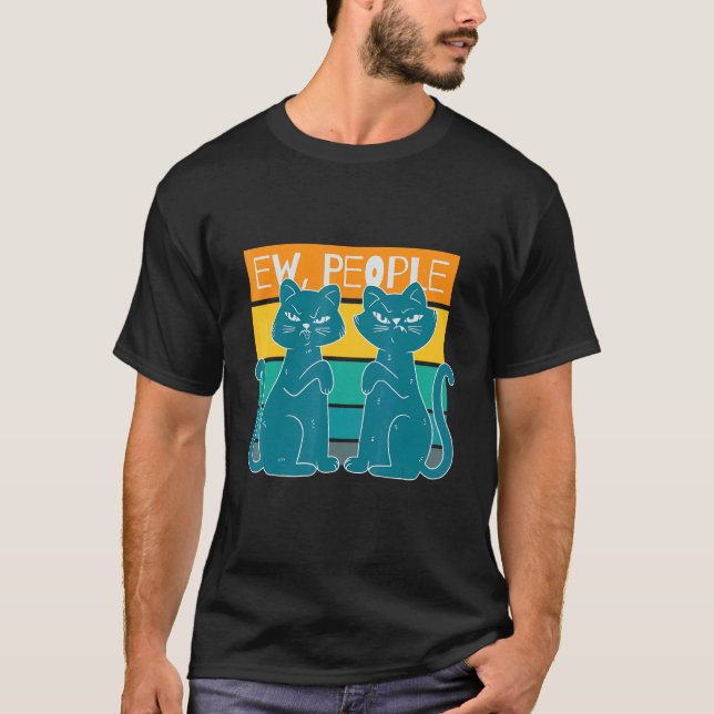 Ew People Retro Cute Cats Design T-Shirt (Front)