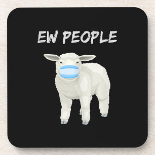 Ew people sheep or lamb in mask Quarantine Gift Coaster