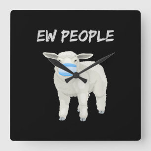 Ew people sheep or lamb in mask Quarantine Gift Square Wall Clock