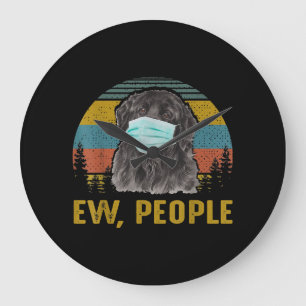 Ew People Vintage   Retro Newfoundland Dog Gift Large Clock