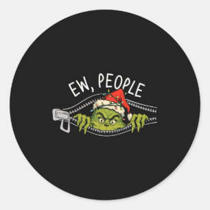 Ew People Xmas Funny Santa Sarcastic Anti Social I Classic Round Sticker