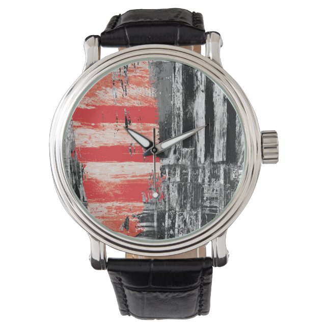 eWatch Watch – Red Pulse Abstract Design (Front)