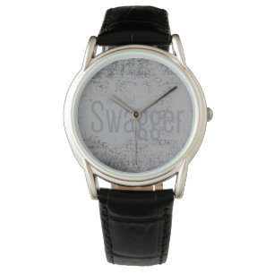 eWatch with black leather strap Watch