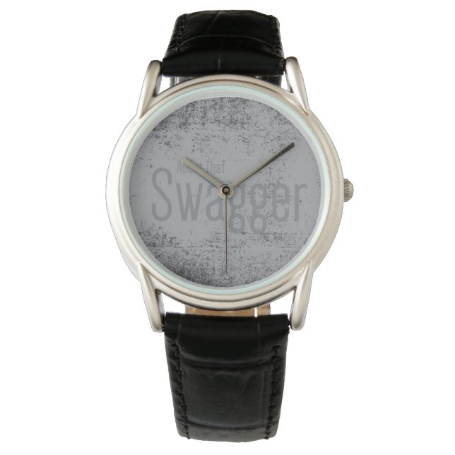 eWatch with black leather strap Watch (Front)