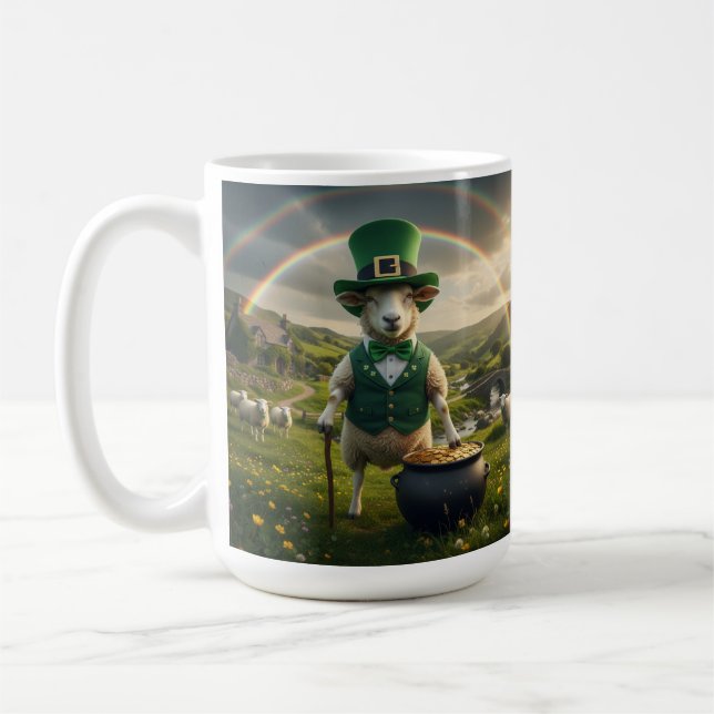Ewe Leprechaun and Gold Mug (Left)