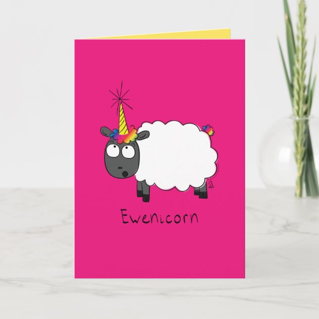 Ewenicorn - Funny Sheep Unicorn Greeting Card (Front)