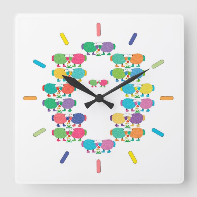 Ewes in Hues Acrylic Wall Clock (Front)