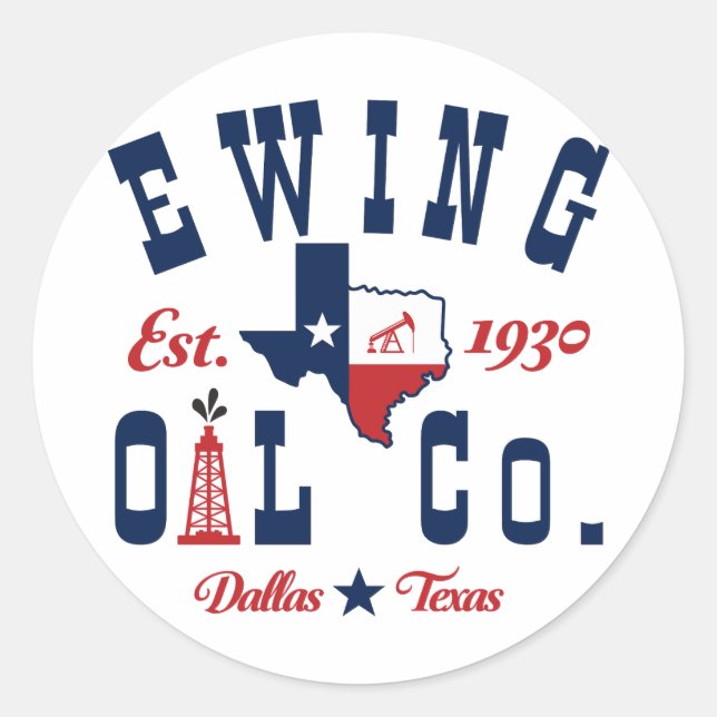 Ewing Oil Company Classic Round Sticker (Front)