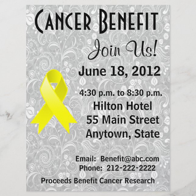 Ewing Sarcoma Awareness Benefit Grey Floral Flyer (Front)