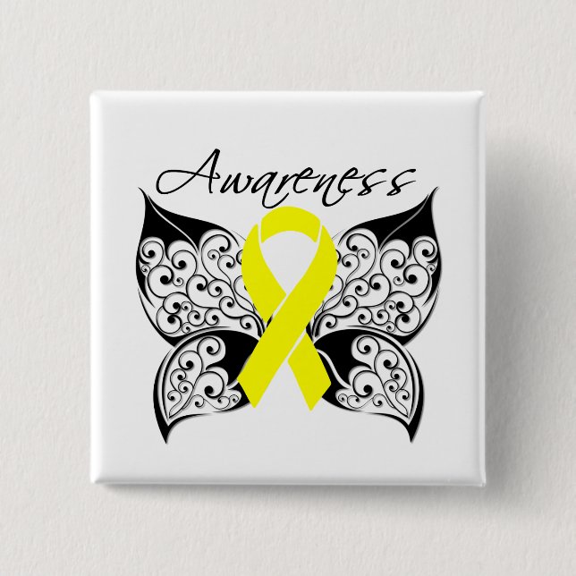 Ewing Sarcoma Butterfly Ribbon 15 Cm Square Badge (Front)