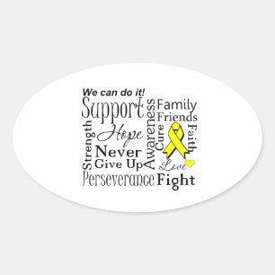 Ewing Sarcoma Supportive Words Oval Sticker