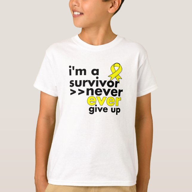 Ewing Sarcoma Survivor Never Give Up T-Shirt (Front)