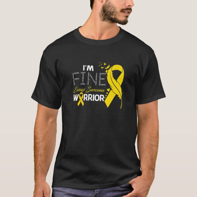 Ewings Sarcoma Warrior I'm Fine Feather T-Shirt (Front)