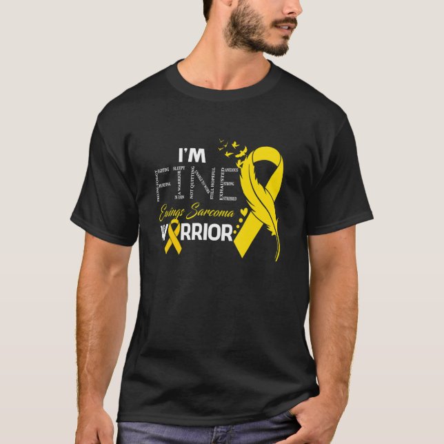 Ewings Sarcoma Warrior I'm Fine Feather T-Shirt (Front)