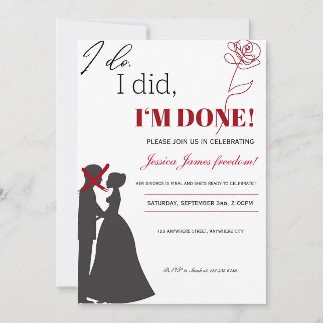 Ex-husband and Wife Divorce Party Invitation (Front)