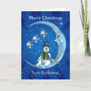 Ex-Husband Christmas Card - Snowman And Moon