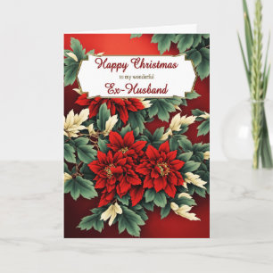 Ex Husband Christmas Poinsettias Holiday Card