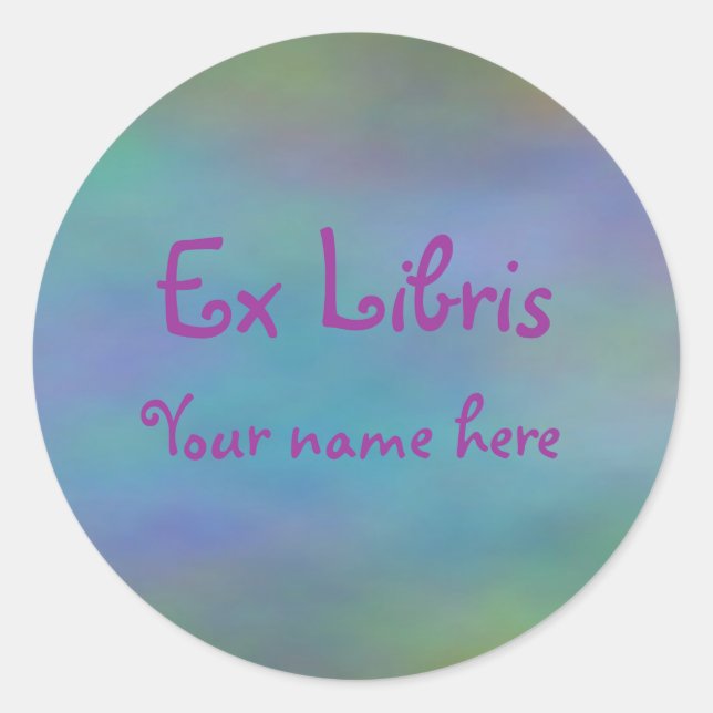 Ex Libris - Blue Fractal Classic Round Sticker (Front)
