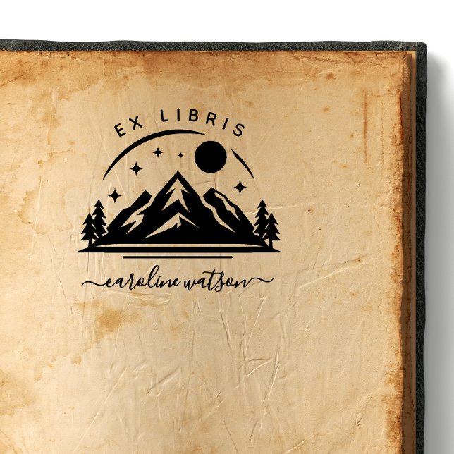 Ex libris book stamp with mountain (Creator Uploaded)