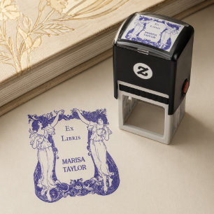 Ex Libris Bookplate Art Nouveau Book Lover Design Self-inking Stamp