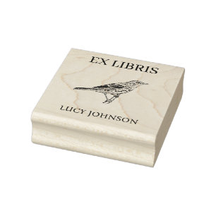 EX LIBRIS Bookplate sketch bird Rubber Stamp