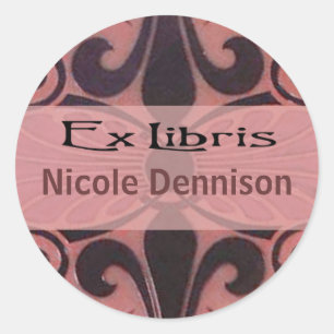 Ex Libris Bookplate Sticker (Tilo coral)