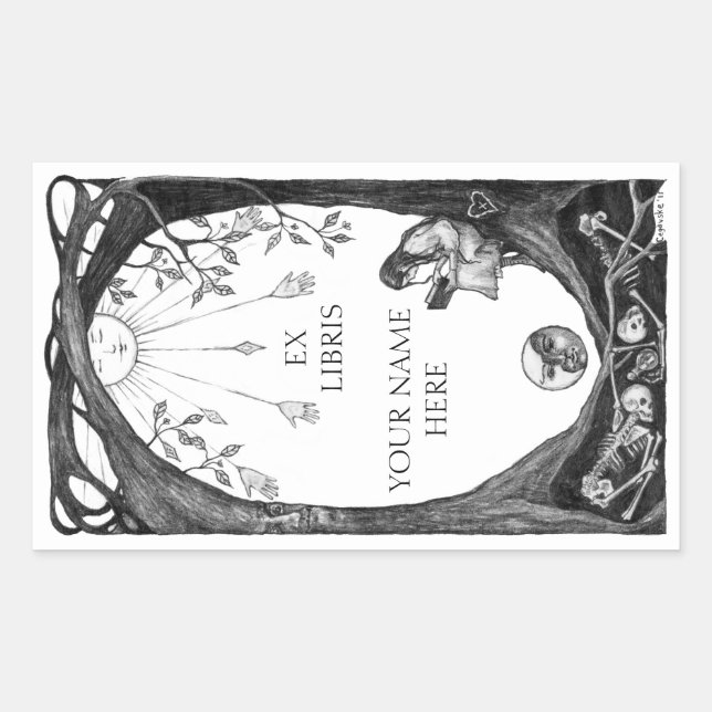 Ex Libris Bookplates Rectangular Sticker (Front)