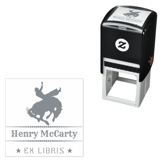 Ex Libris | Cowboy Rodeo Hors Self-inking Stamp (In Situ)