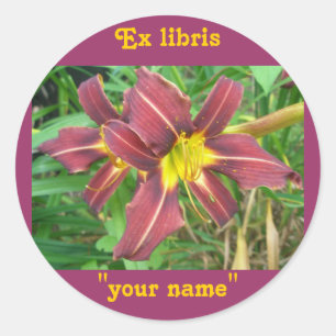 Ex Libris Daylily Red Stickers to Customise