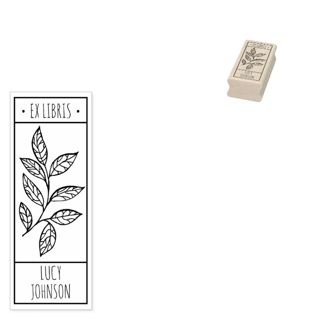 EX libris exlibris Book library bookplate leaf Rubber Stamp (Stamped)