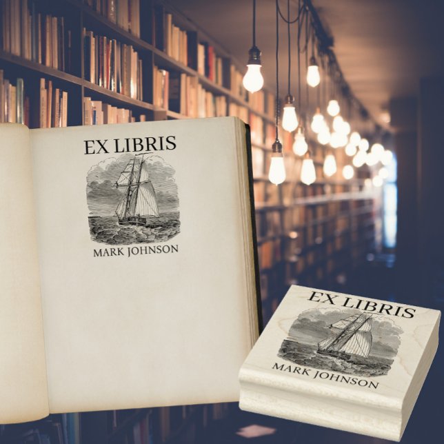 EX libris exlibris Book library bookplate ship Rubber Stamp (Creator Uploaded)