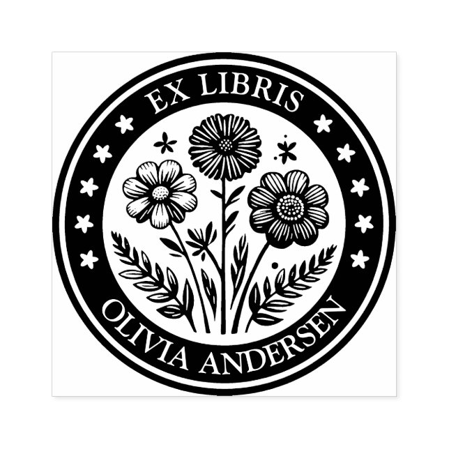 Ex Libris - Floral Arrangement Rubber Stamp (Imprint)