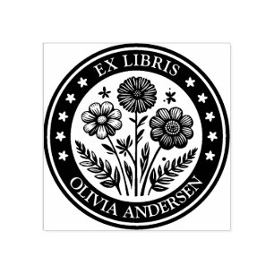 Ex Libris - Floral Arrangement Rubber Stamp