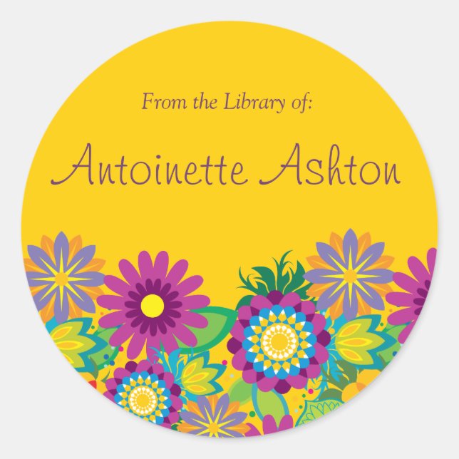 Ex Libris Floral Label (Front)