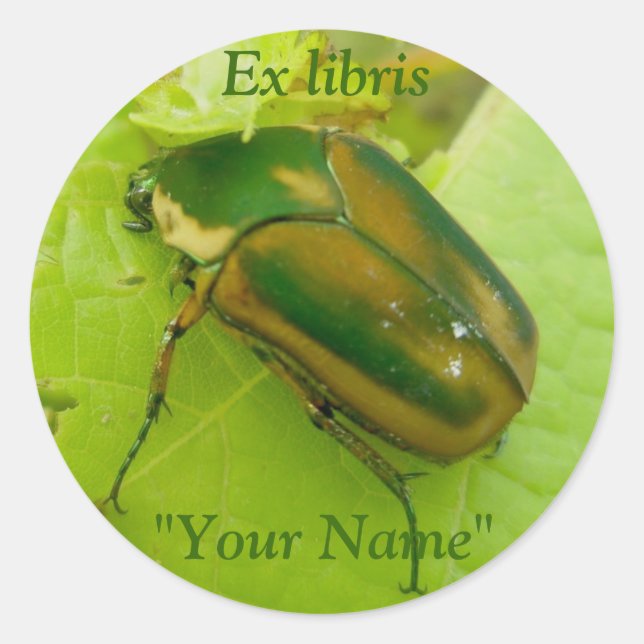 Ex libris Green June Beetle Stickers (Front)