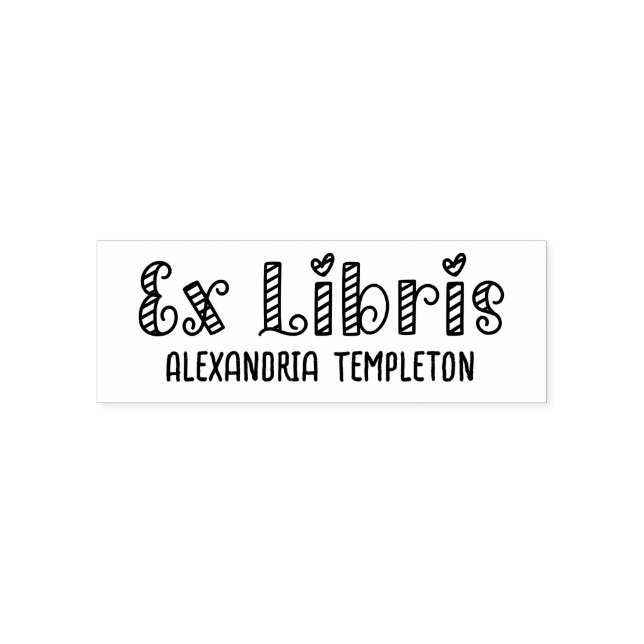 Ex Libris Heart Barber Pole Stripe Library Book Nm Self-inking Stamp (Design)