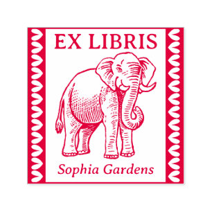 Ex Libris - Indian Elephant - Bordered Self-inking Stamp