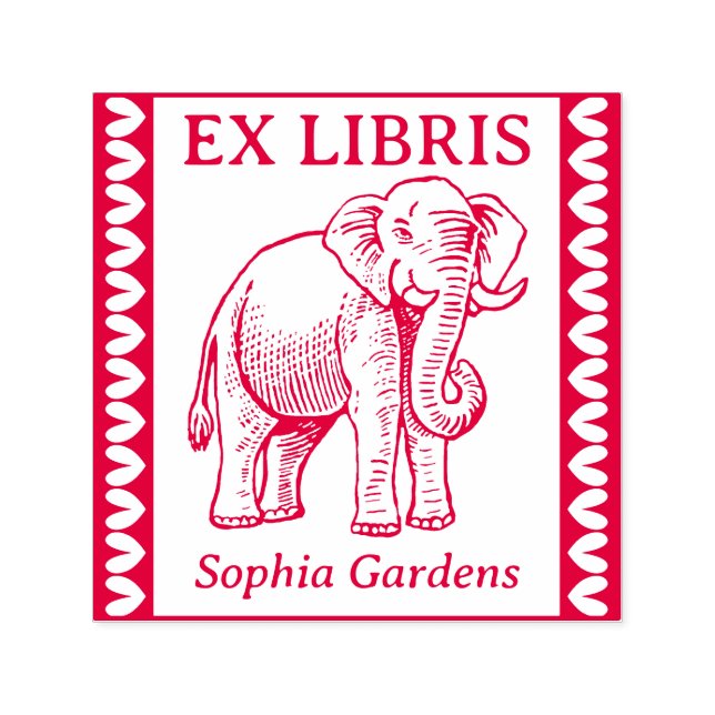 Ex Libris - Indian Elephant - Bordered Self-inking Stamp (Design)