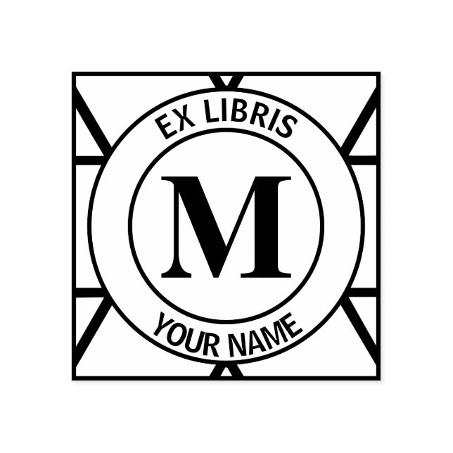 Ex libris Monogram bookplate Rubber Stamp (Imprint)