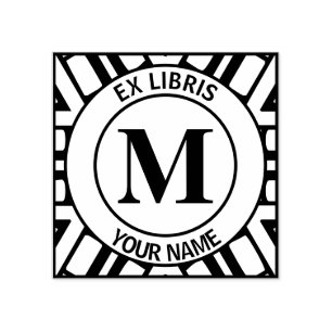 Ex libris Monogram bookplate Rubber Stamp