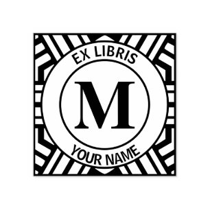 Ex libris Monogram bookplate Rubber Stamp