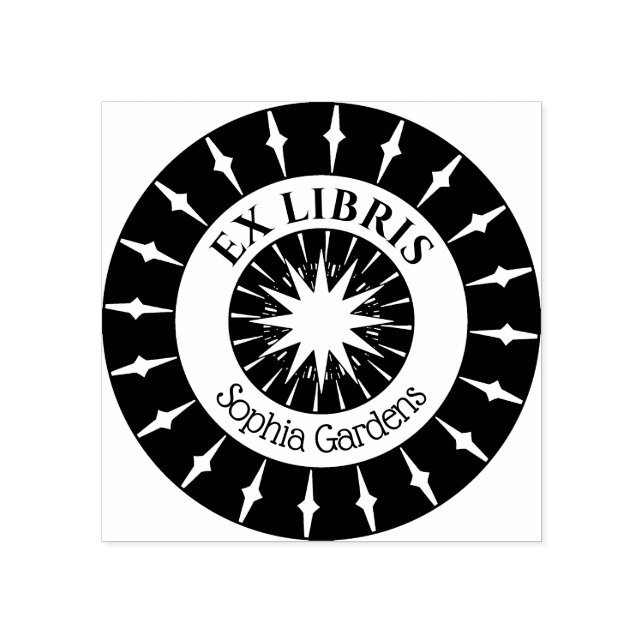 Ex Libris Mystical Star Burst v4 Rubber Stamp (Imprint)