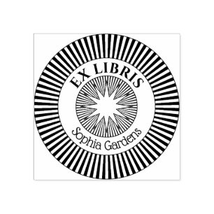 Ex Libris Mystical Star Burst v7 Rubber Stamp
