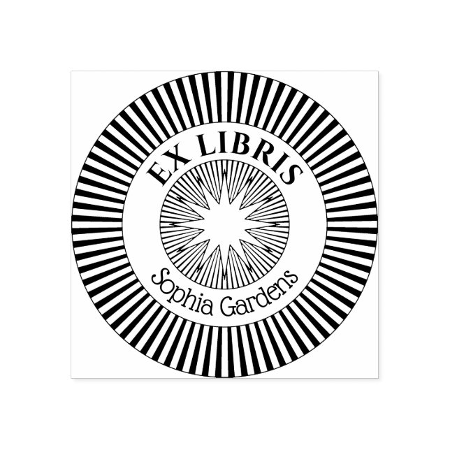 Ex Libris Mystical Star Burst v7 Rubber Stamp (Imprint)