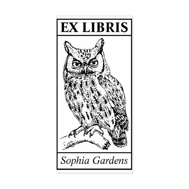 Ex Libris - Owl Rubber Stamp (Imprint)