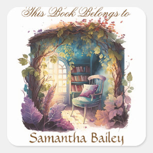 Ex Libris Personalised Bookplate Square Sticker