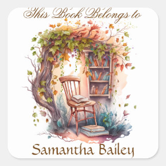 Ex Libris Personalised Bookplate Square Sticker