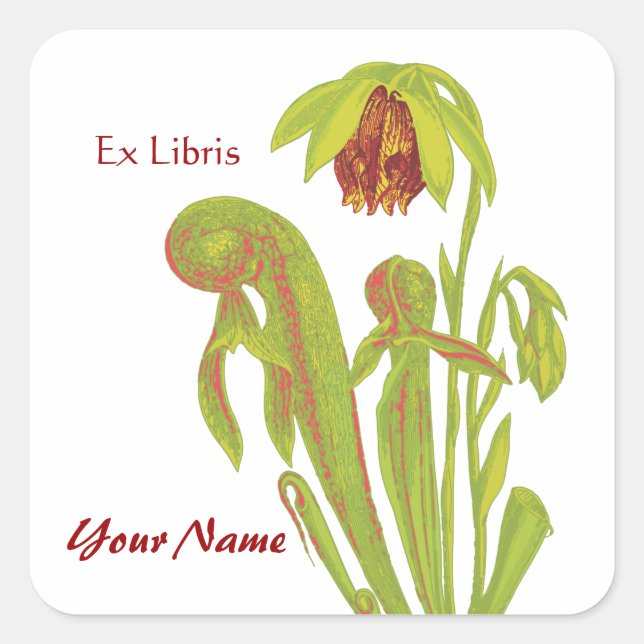 Ex Libris Pitcher Plant Book Stickers (Front)